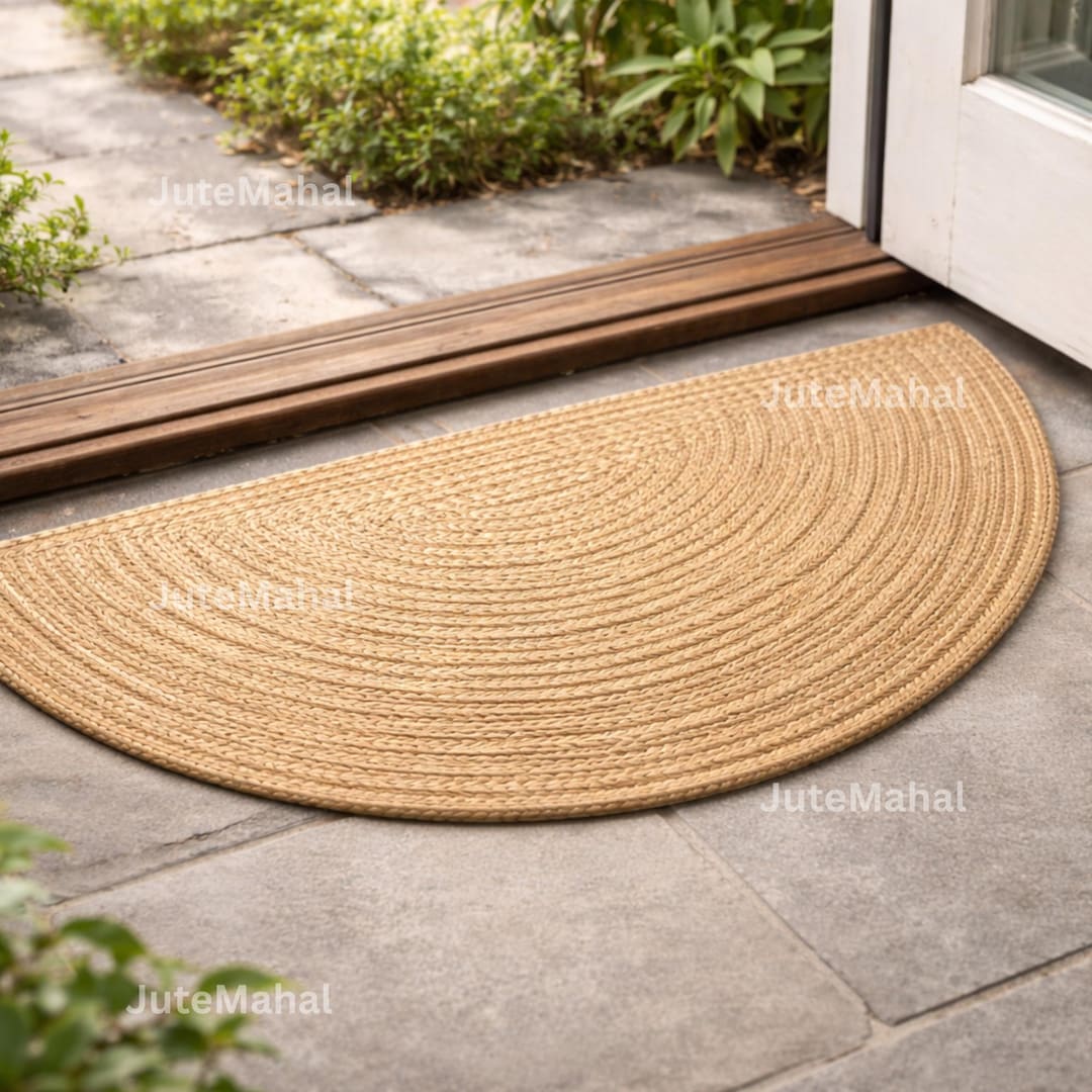 Handwoven Jute Half-moon Rug – Boho Natural Fiber Entryway Mat - Etsy