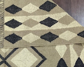 8x10 Navajo Rug, Handwoven Wool Jute Traditional Kilim Rug, Custom Size Area Rug, Handmade Navajo Rug for Living Room, Farmhouse Decor