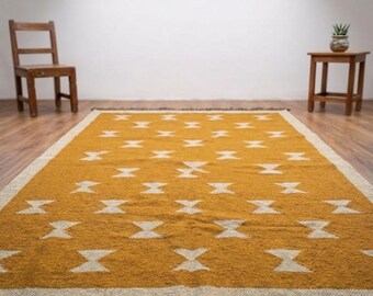 Handwoven Jute Rug, Black Beige Geometric Abstract Carpet, Eco Friendly Decor