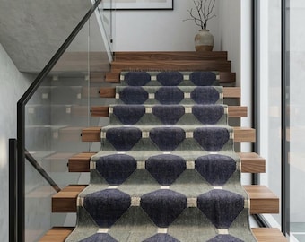 Handmade Wool Jute Kilim Runner Rug - Vibrant Geometric Entryway Rug - Handwoven Hallway Runner - Boho Stair Carpet - Custom Size Kilim Rug