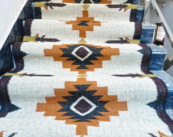 Handwoven Wool Jute Kilim Runner Rug| Boho Hallway Stair Runner, Entryway Rug, Custom Size Indian Dhurrie, premium Wool Jute Runner