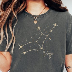 Virgo Shirt Comfort Colors, Zodiac Constellation Tee, Astrology Graphic T-Shirt, Celestial Star Sign Shirt