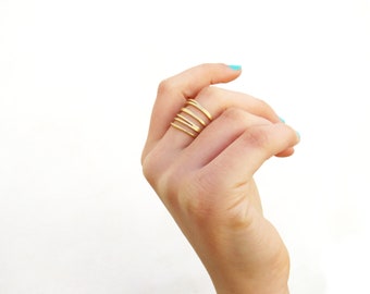 Adjustable Gold Plated Openwork Design Ring, Gold Plated Modernist Style Open Ring with Matte Finish , Gold Plated Jewelry, Unique Jewelry