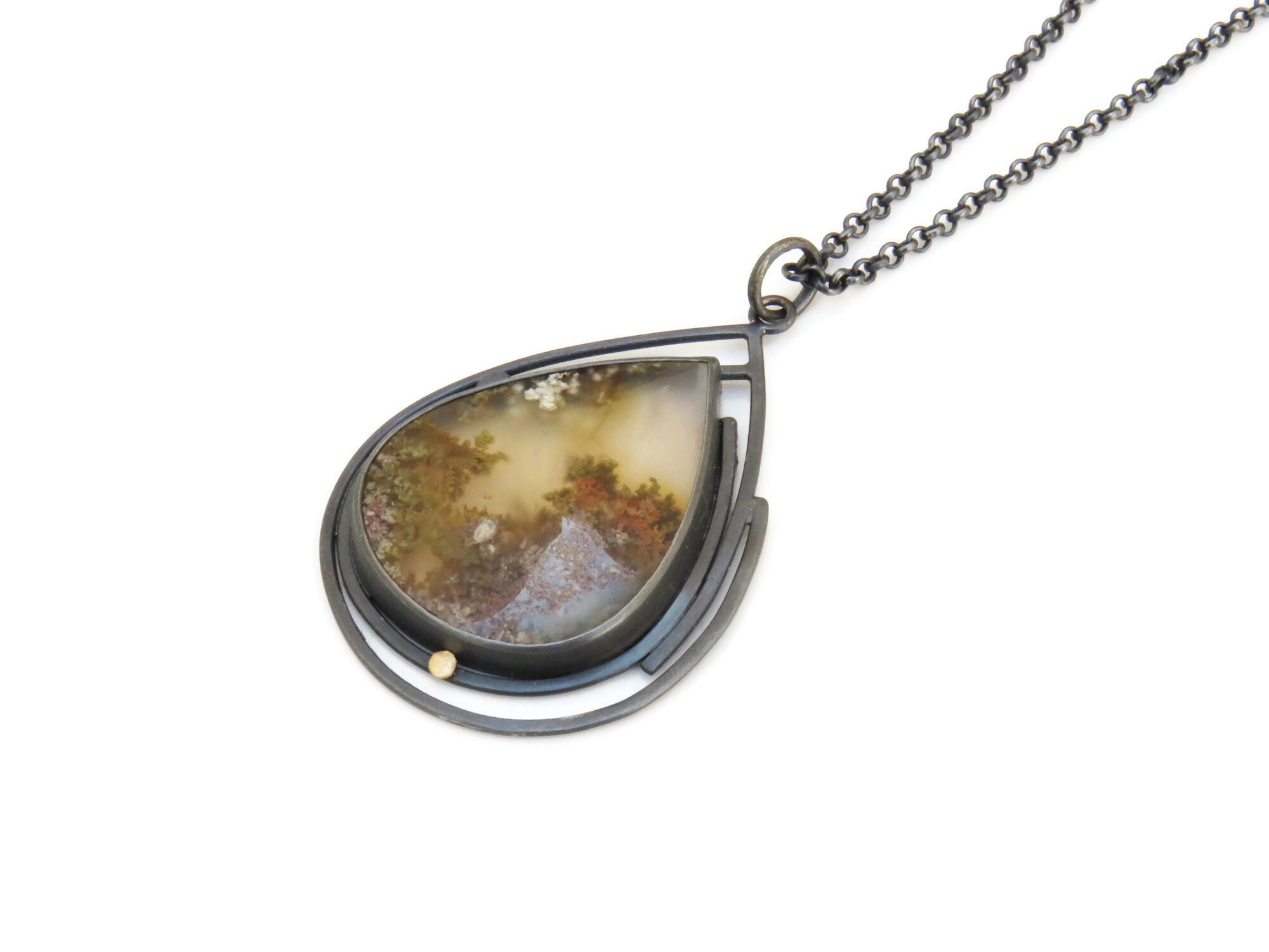 JERWLI Moosachat Halskette – Sterling Silber Mit Infinity-Anhänger, In Geschenkbox, Für Frauen & Damen
