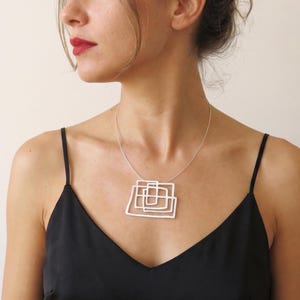 Geometric Sterling Silver Pendant – Contemporary Handmade Statement Necklace