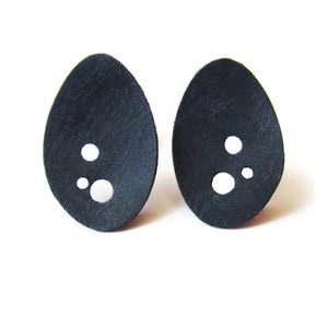 Oxidized Sterling Silver Stud Earrings: Modern Oval Jewelry