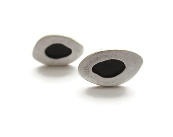 Tiny silver earrings, Modern Patinated silver earrings, Small Organic earrings, Rustic silver Jewelry, Unique Contemporary designer Jewelry