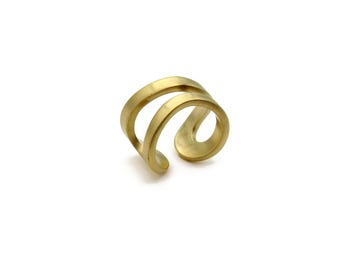 Bague réglable en or satiné - Conception à anneau ouvert - Bijoux uniques en plaqué or