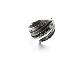 Verstelbare organische zilveren ring, rustieke open band zilveren ring, hedendaagse ring, moderne unieke zilveren ring, handgemaakte artistieke sieraden