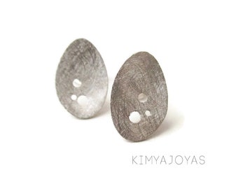 Silver Stud Earrings, Contemporary Stud Earrings, Everyday Stud Silver Earring, Modern Brushed Earring, Contemporary Jewelry, Unique Jewelry