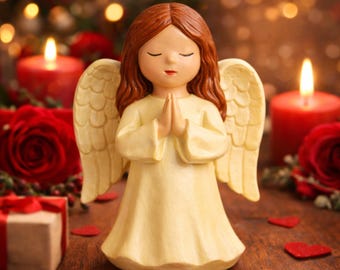 Hand-Painted Praying Angel Figurine | Resin Guardian Statue