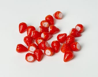 Miniature Strawberry Decorations, Handmade Clay Fruit (10pcs)