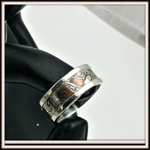 Ring Silver Mokume gane inlay Argentium sterling Silver Copper Gift for him Gift for her Unique handmade Wedding Ring Your size Men Women
