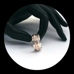 Meditation SilverRing 3 spinners ring Handmade gift for her gift for him unique Sterling Silver  Rose Gold fidget ring men women Your size
