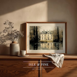 Charming French chateau printable art for sunroom — Impressionist details and soft tones provide a serene atmosphere for relaxation.