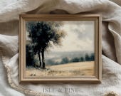 Moody Landscape Print Vintage Printable Art, Muted Countryside Landscape Print, Neutral Farmhouse Decor, Vintage Wall Art Download 304