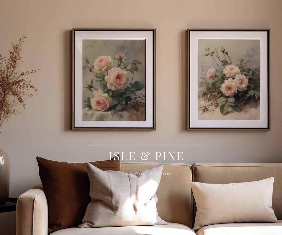 Printable Vintage Floral Botanical Wall Art Bundle, Cottagecore Rose ...