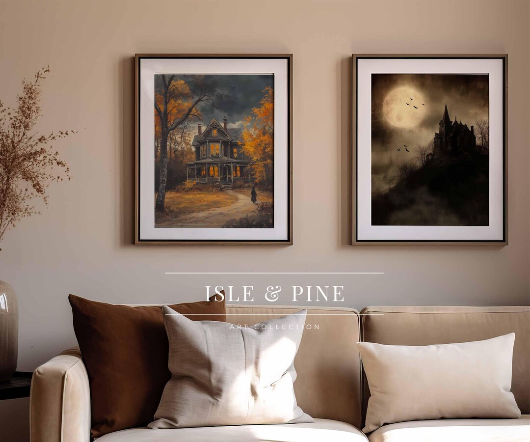 Printable Vintage Halloween Wall Art Bundle, Moody Halloween Art Set of ...