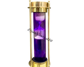 Messing Sanduhr mit Kompass, Nautische Schreibtisch Dekoration, 2-Minuten Sanduhr