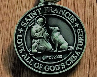 FUNDRAISER MEDAL Saint Francis Love of all God's Creatures Religious Medal for your Beloved Pet Protect My Pet -- Bronze Color