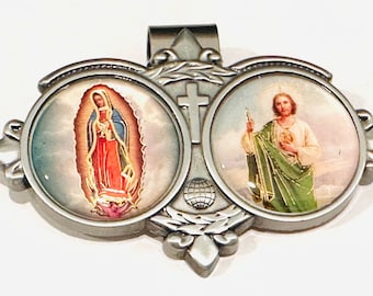 Travel Visor Clip - Our Lady of Guadeloupe & Saint Jude - Car Driving Protection