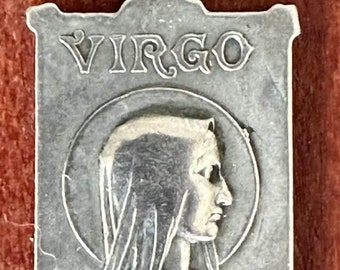 VIRGO Notre Dame of Lourdes Vintage Silver Souvenir Religious Medal Religious Jewelry on 18" sterling silver rolo chain