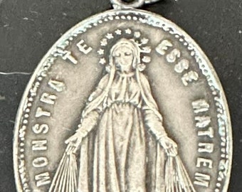 Vintage Children of Holy Mary Religious Nun's Medal on 20" sterling silver rolo chain