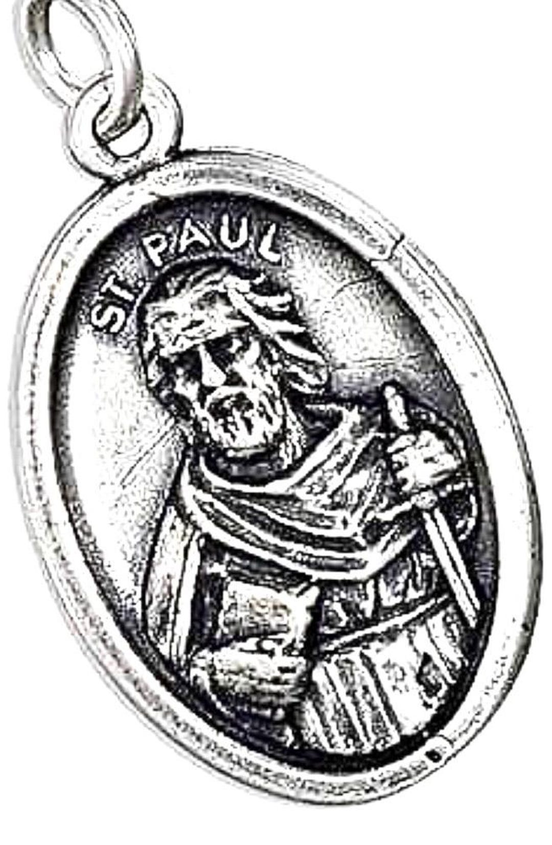 St. Paul Sterling Silver Oval Religious Medal on 18 Inch Sterling ...