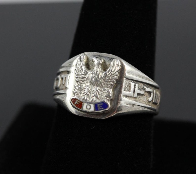 Vintage Sterling Silver Fraternal Order of Eagles Enamel Ring | Etsy