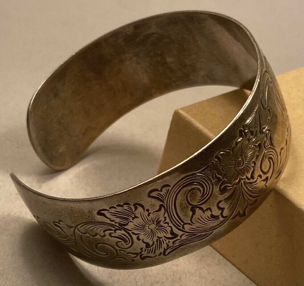 ヴィンテージ S Kirk & Son  シルバー ワイド バングル S. Kirk & Son - 15-0 Old Maryland - Engraved Vintage