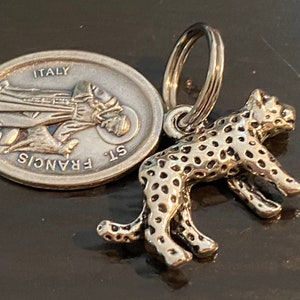 Saint Francis PROTECT my PET Bengal Savannah Cat Religious Medal for your Pet Cherished Saints Pet Collar Medal image 1