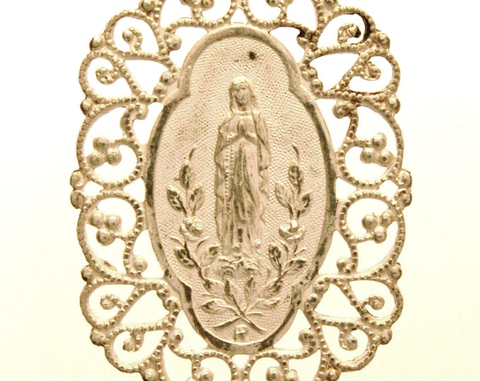 Antique Art Nouveau Silver Religious Medal Pendant to Notre Dame of ...