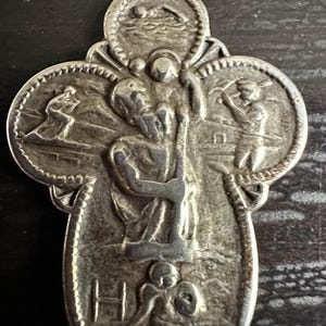 Vintage Sterling Silver Saint Christopher Medal: Sports Patron Necklace