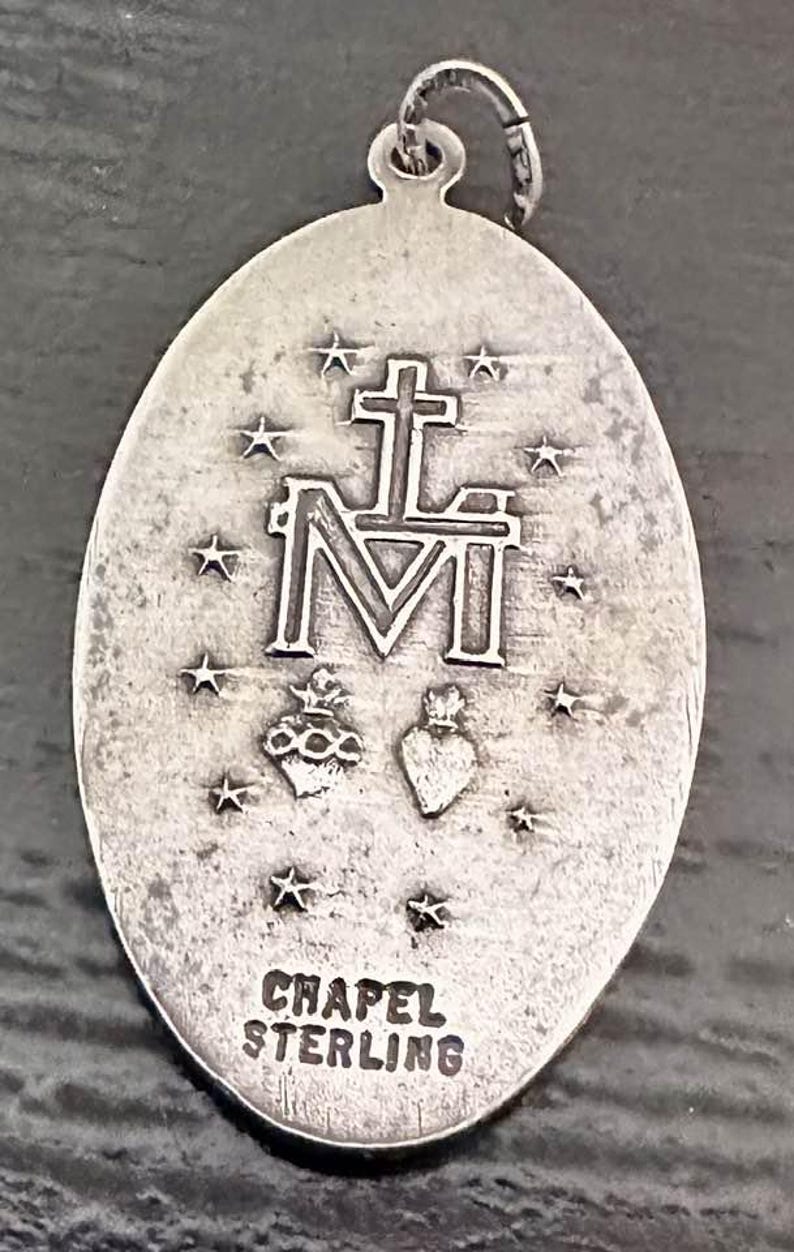 Vintage Sterling Silver CHAPEL Miraculous Medal Pendant - Religious ...