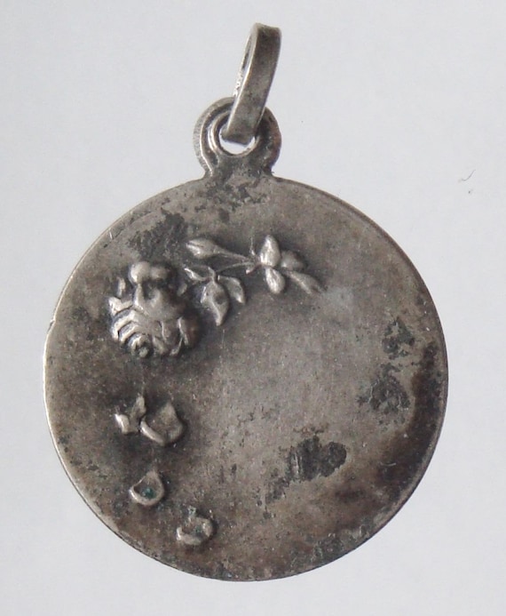 Saint Therese Vintage Religious Medal Pendant on … - image 2