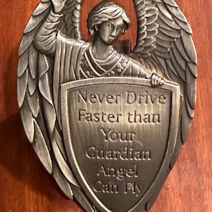 Visor Clip Guardian Angel - Never Drive Faster Than Your Guardian Angel Can Fly - Visor Clip Protect Us - Prayer For Automobiles