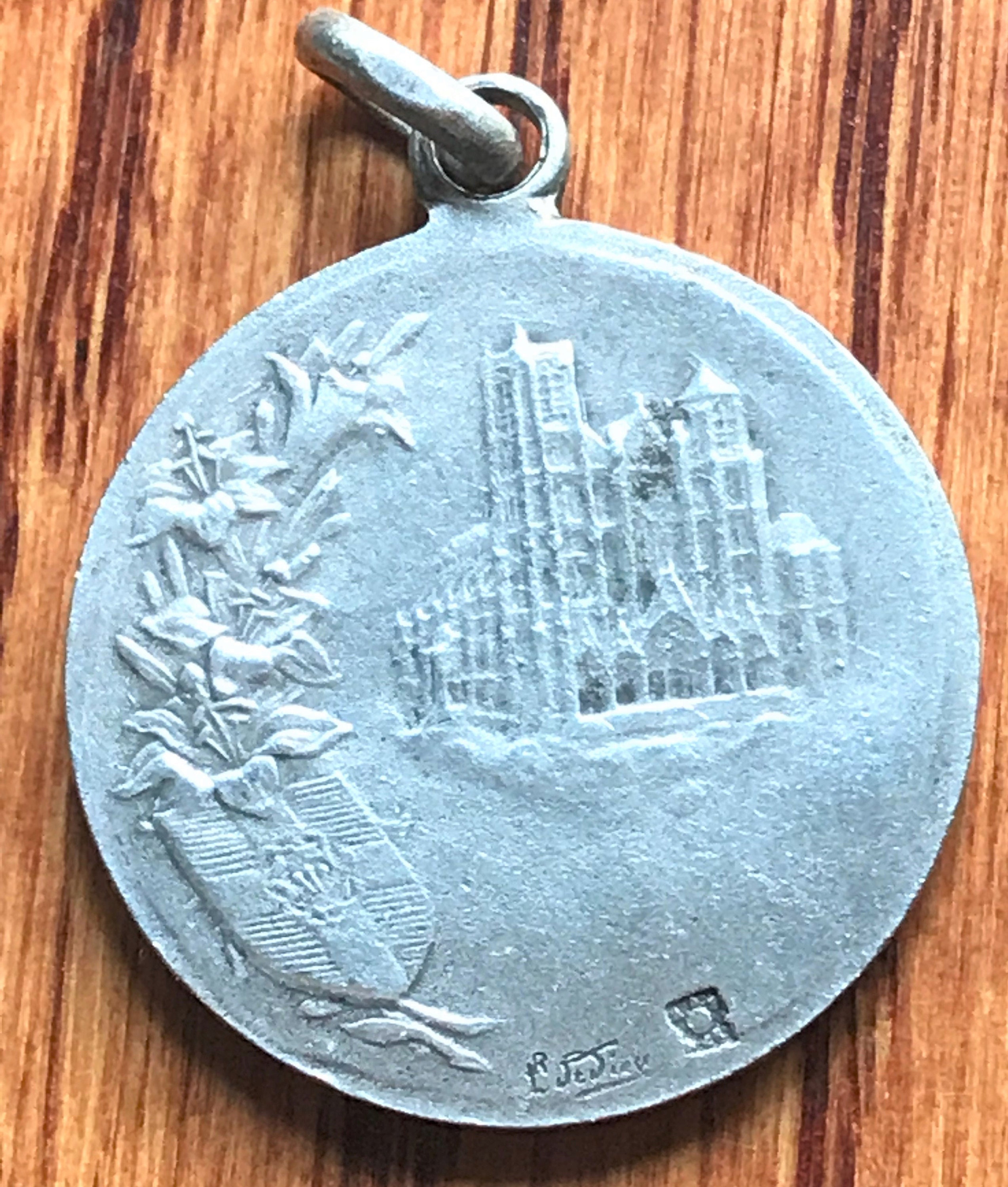 Vintage Notre Dame De Deols French Medal Pendant: Sterling Rolo Chain ...