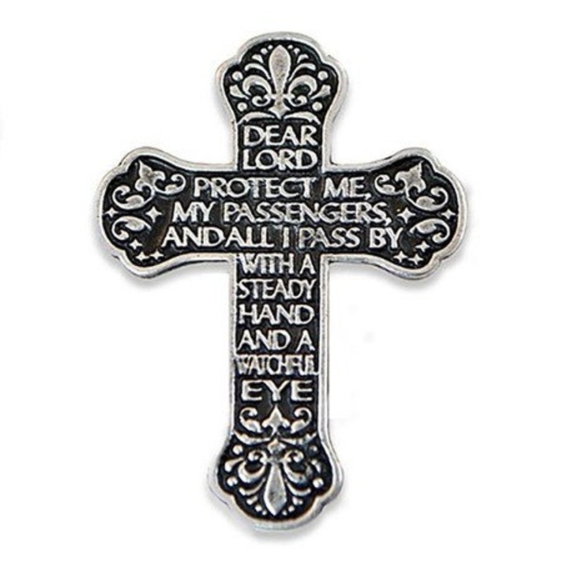 Motorist Travel Visor Clip Motorist Prayer Cross Pewter Etsy