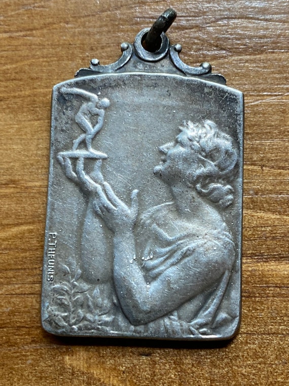 Vintage Silver Art Nouveau LE SOIR Discus Thrower… - image 1