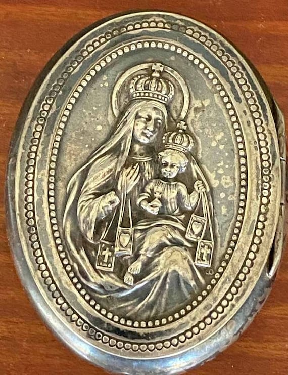 Mother Mary French Vanity Keepsake Case Rosary Cas