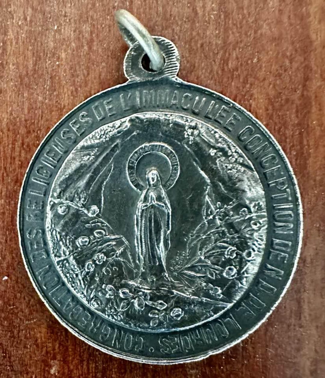 Vintage Our Lady of Lourdes Silver Medal Pendant – Immaculate ...
