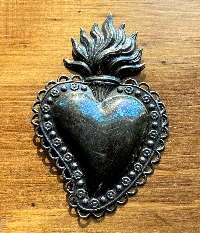 Vintage Milagro Exvoto Sacred Heart From Germany Etsy