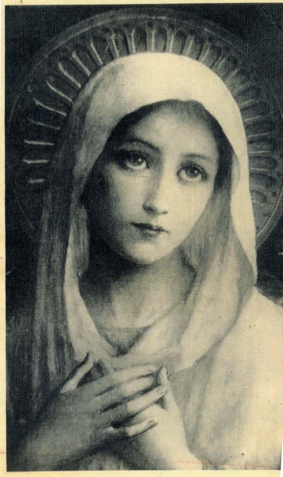 Art Nouveau Holy Virgin Mary of Lourdes Vintage R… - image 3