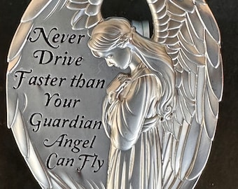 Visor Clip Guardian Angel - Never Drive Faster Than Your Guardian Angel Can Fly - Visor Clip Protect Us - Prayer For Automobiles