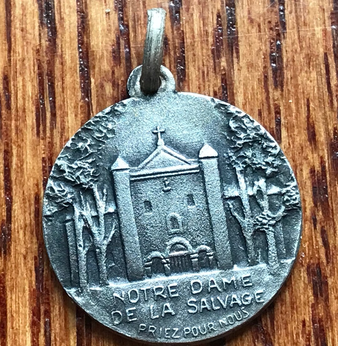 Vintage Notre Dame De La Salvage Medal - Sterling Silver Rolo Chain - Etsy