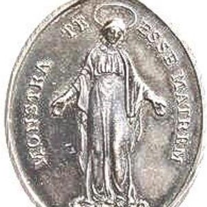 Vintage Sterling Silver Virgin Mary Medal Pendant - Religious Necklace