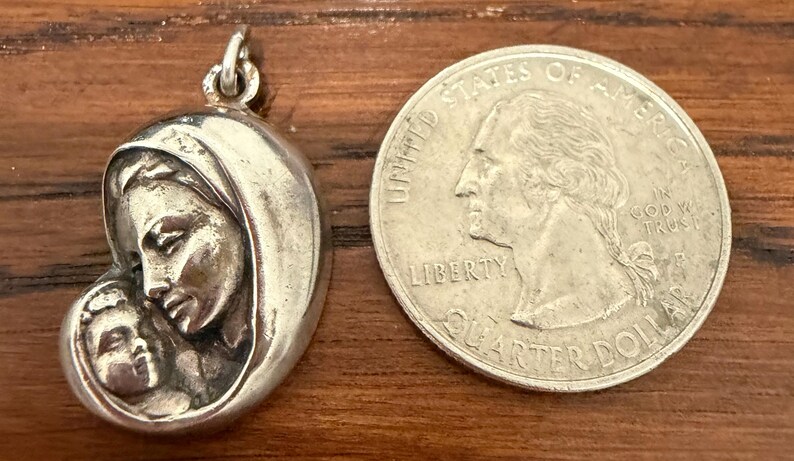 Vintage Sterling Silver Madonna & Child Medal Pendant - Creed - Etsy