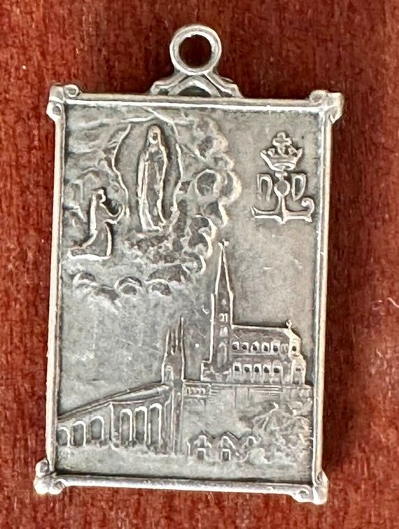 VIRGO Notre Dame of Lourdes Vintage Silver Souven… - image 2