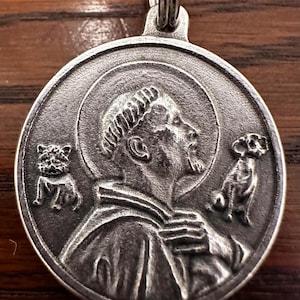 Saint Francis Pet Medal: Silverplated Dog Cat Horse Protection