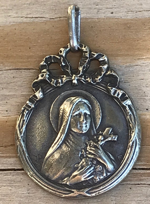 Vintage Saint Therese Sancta Teresia Religious Medal Pendant